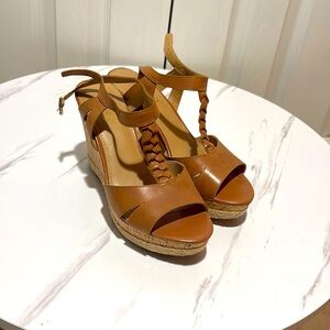 Franco Sarto 8.5 Brown Cork Platform Wedge Sandal